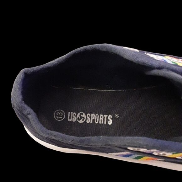 US SPORTS Sneakers Navy Rainbow Rubber Toe Kids sz 13‎ - Picture 7 of 13